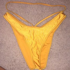 Golden hi-waisted bikini bottoms